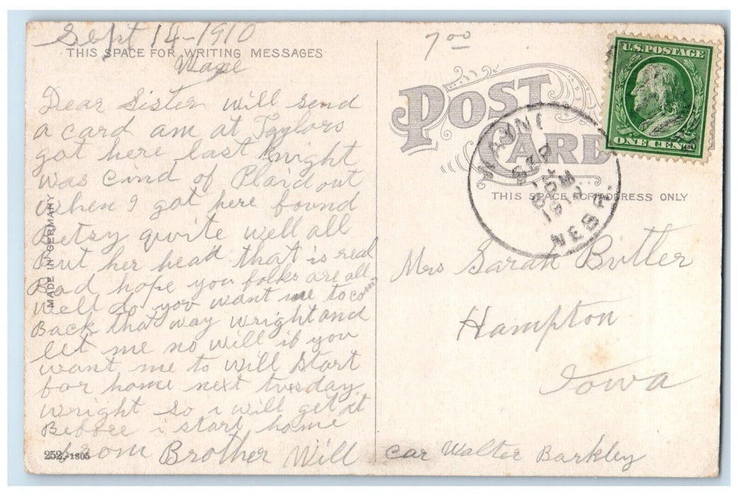 1910 Hunters Ferry Sioux River Near Sioux City Iowa IA Posted Antique Postcard