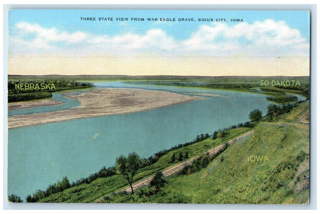 c1960's Three State View From War Eagle Grave Sioux City Iowa IA Postcard