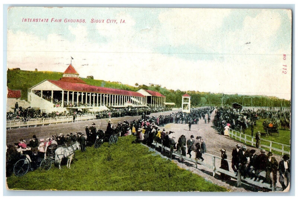 1908 Interstate Fair Grounds Horse Carriage Sioux City Iowa IA Antique Postcard