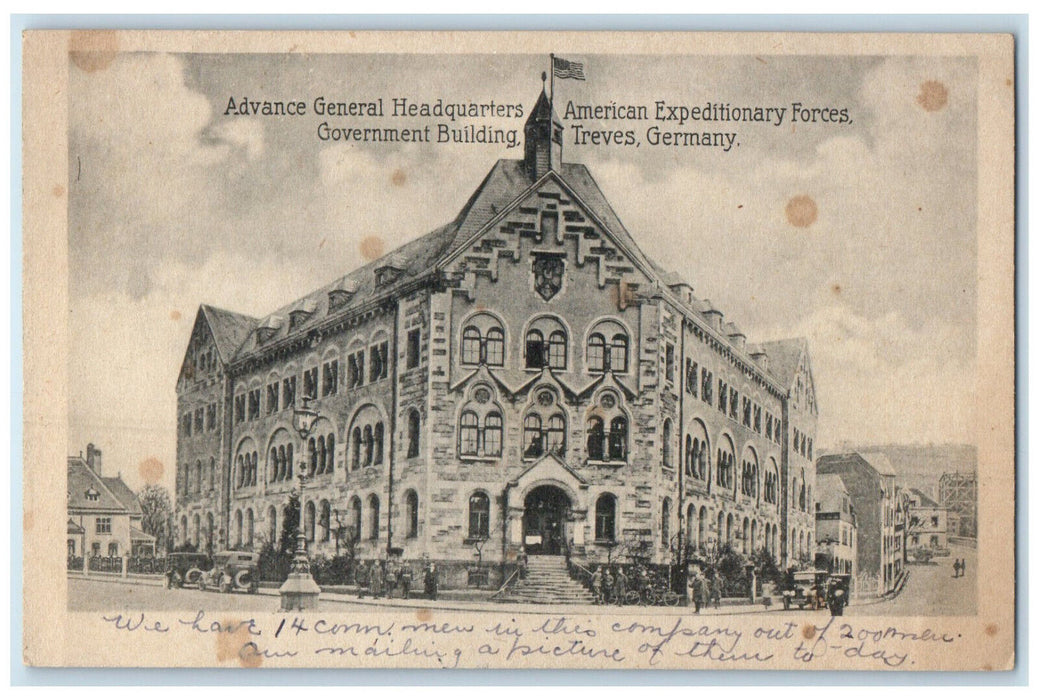 1919 Advance General Headquarters Government Building Treves Germany Postcard