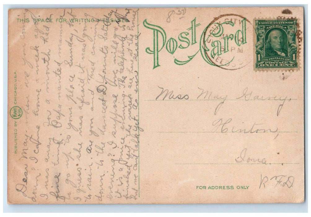 c1910's Court House Building Street View Sioux City Iowa IA Antique Postcard