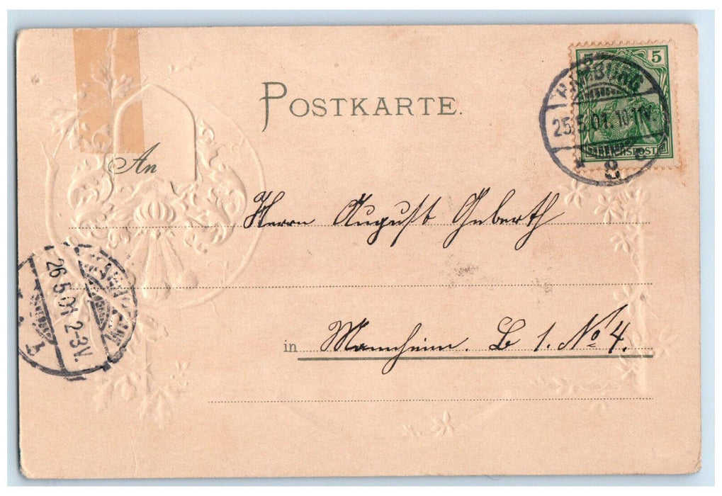 1901 Neue Elbbrucke Hamburg Germany Antique Posted Embossed Postcard