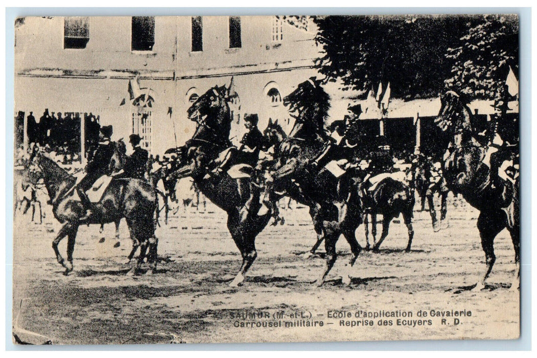 c1910 Military Carousel Resumption of Ecuyers Saumor France Postcard