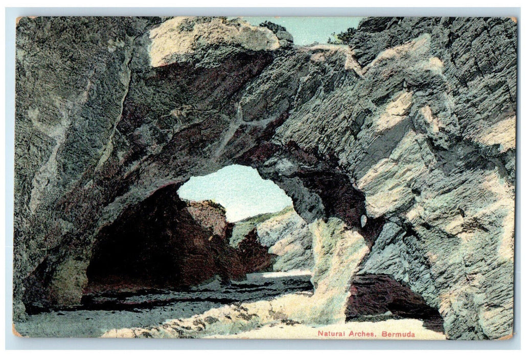 c1910 Rock Formation Arch Natural Arches Bermuda Posted Antique Postcard