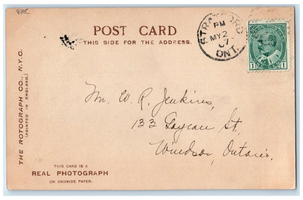 1907 English Bull Dog Rotograph RPPC Photo Stratford Ontario Canada Postcard