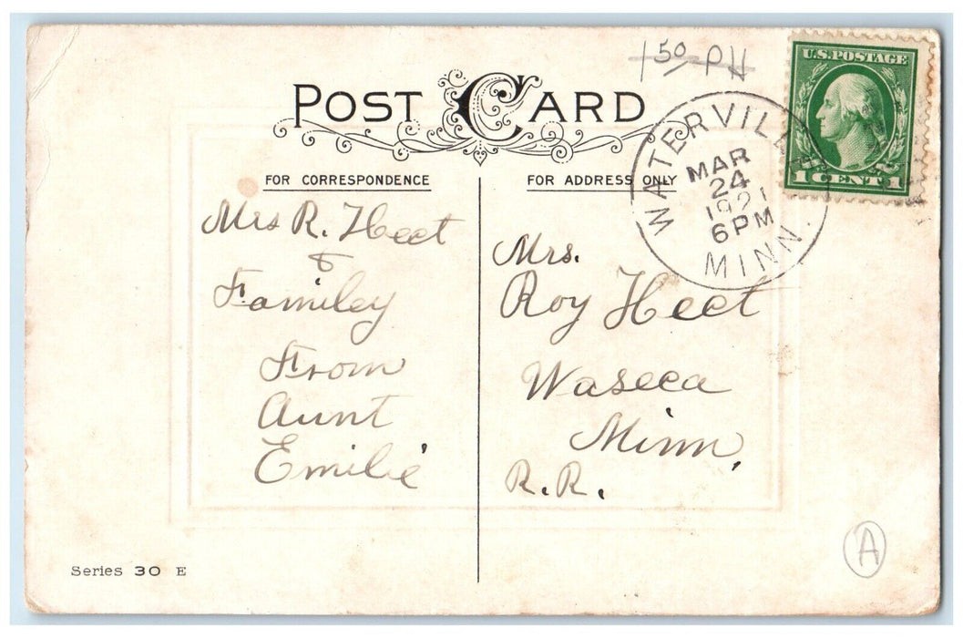 1921 Easter Chicks Hatched Eggs Embossed Waterville Minnesota MN Posted Postcard