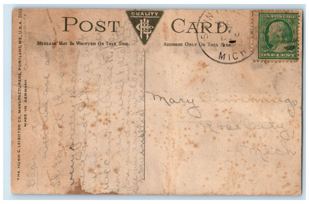 1908 Exterior Mackinac County Court House St Ignace Michigan MI Vintage Postcard