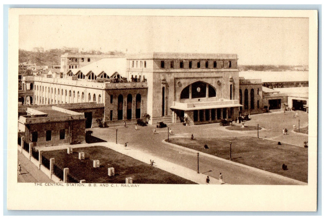 c1920's The Central Station B.B. and C.I. Railway Mumbai India Postcard