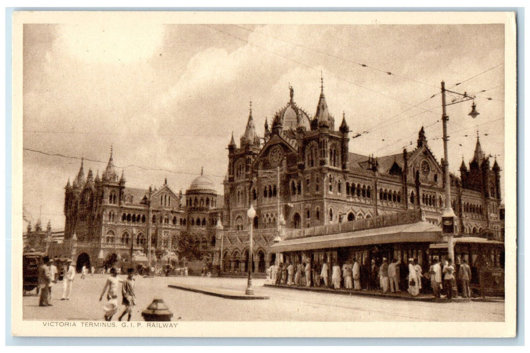 c1920's Victoria Terminus G.I.P. Railway Mumbai India Antique Postcard