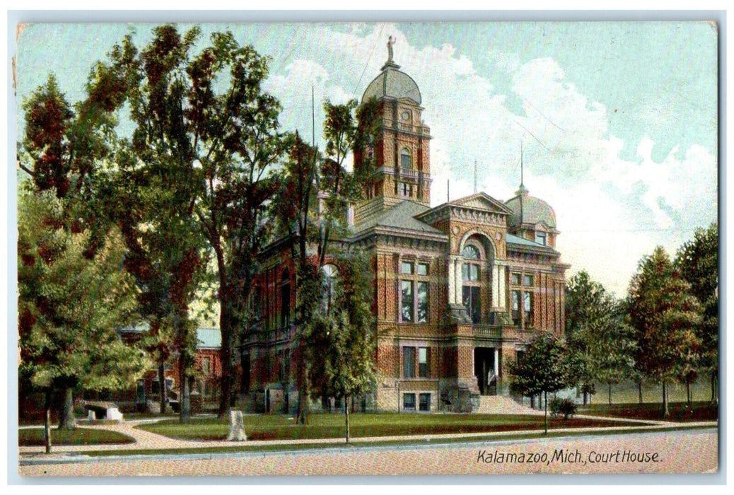 1909 Exterior View Court House Building Kalamazoo Michigan MI Vintage Postcard