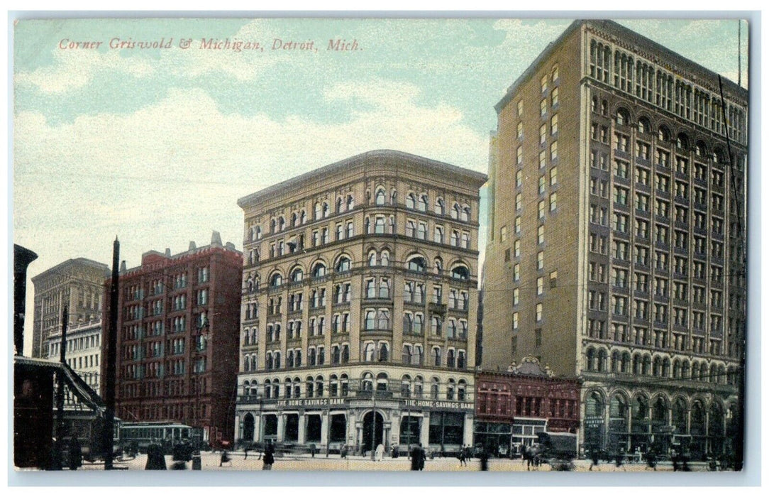 c1910 Exterior View Corner Griswold Michigan Detroit Michigan Unposted Postcard