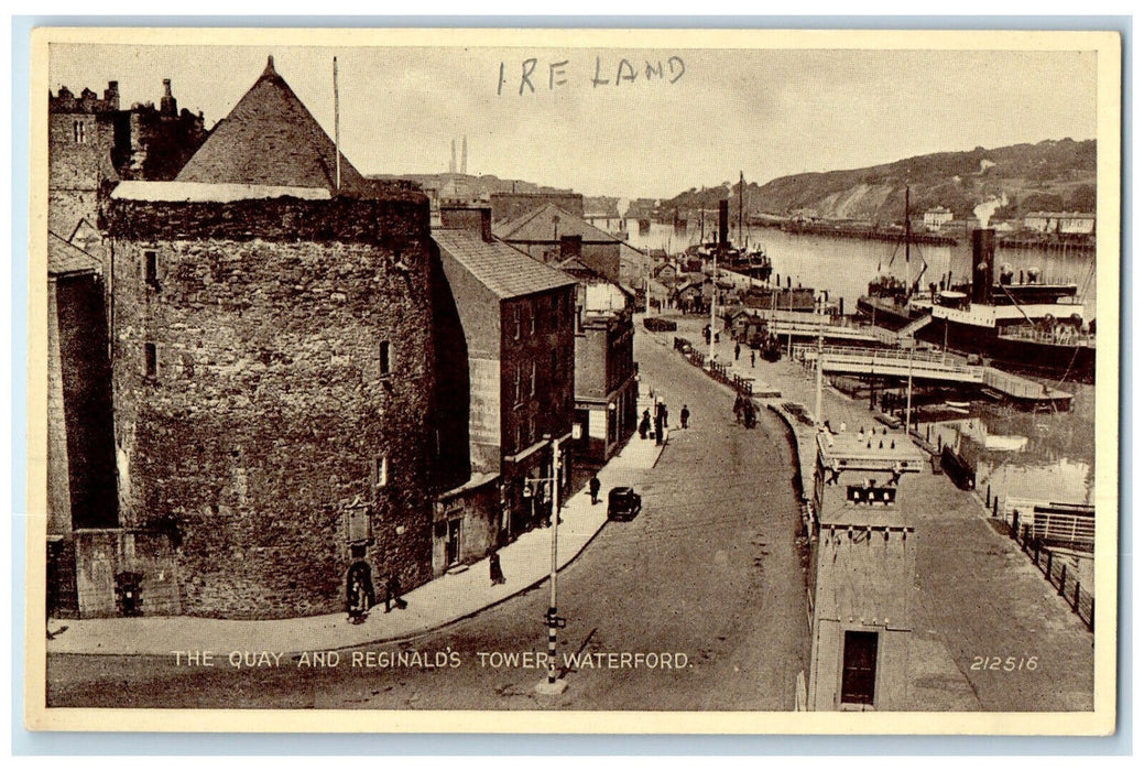 c1940's The Quay and Reginald's Tower Waterford Ireland Photo-Type Postcard