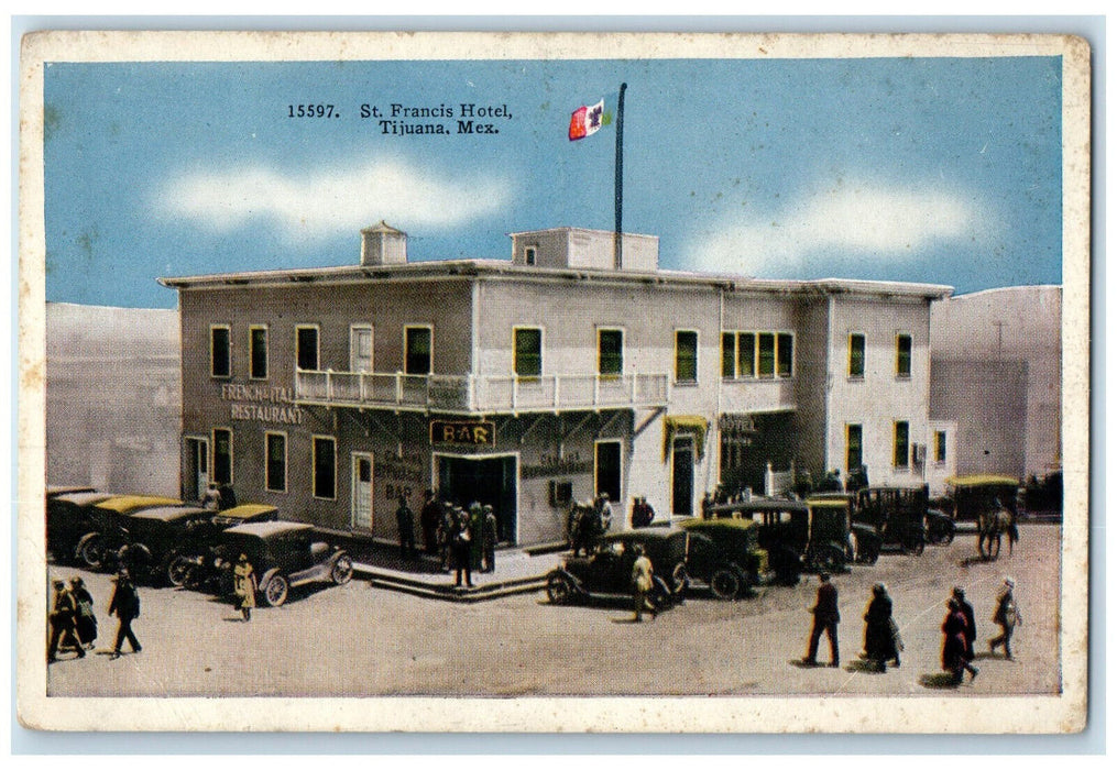 c1940's View of St. Francis Hotel Tijuana Mexico Vintage Unposted Postcard