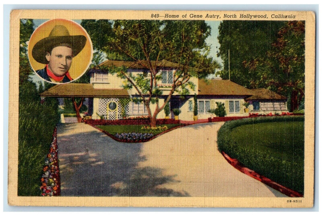 1941 Home Gene Autry North Exterior Santa Monica Hollywood California Postcard