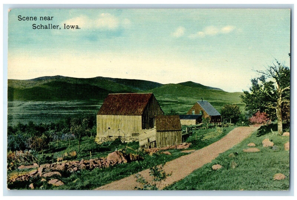 c1910's Scene Near Schaller Iowa IA, Log Cabin House Unposted Antique Postcard