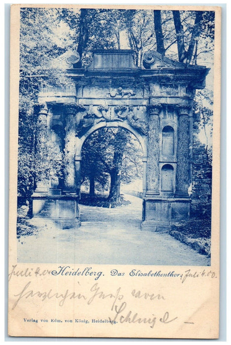 1900 Elizabeth Gate Landmark in Heidelberg Germany Posted Antique Postcard