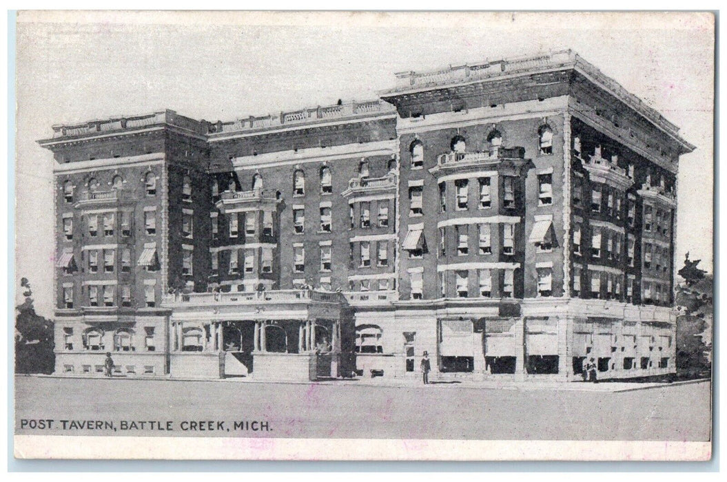 1910 Exterior View Post Tavern Battle Creek Michigan MI Vintage Antique Postcard