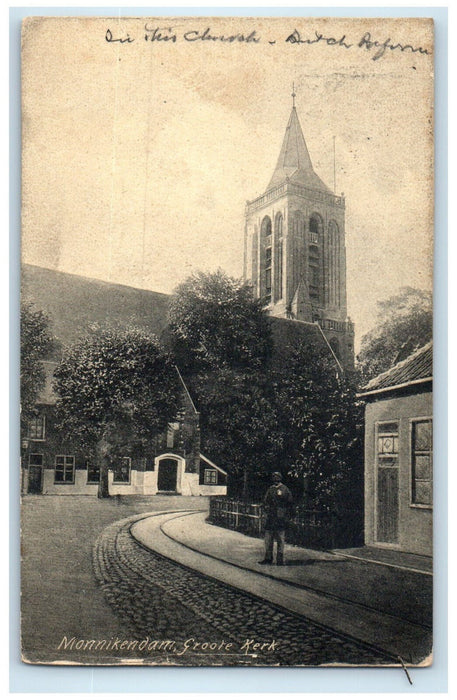 1909 The Great Church (De Grote Kerk) Monnickendam Netherlands Postcard