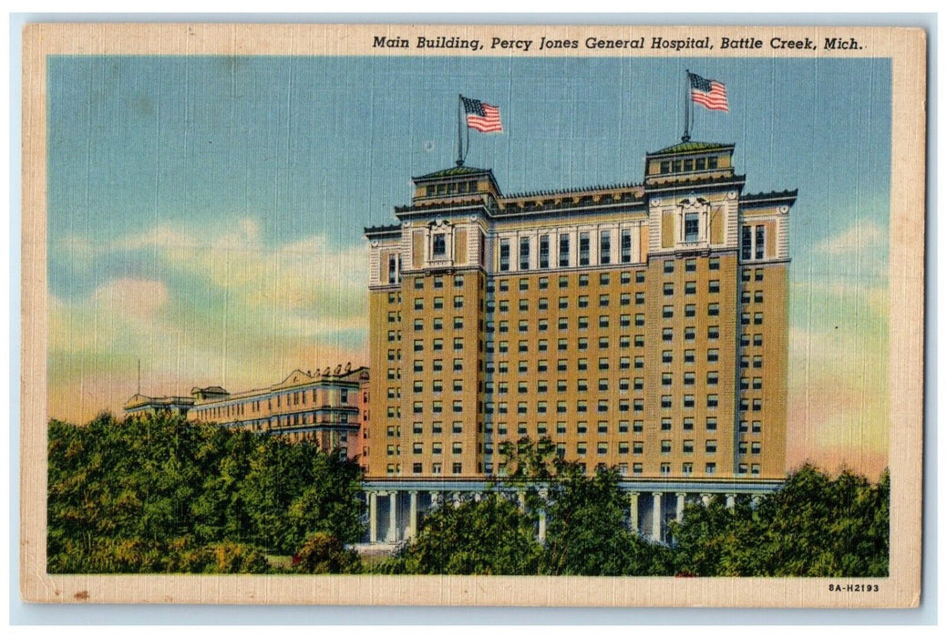 c1940 Main Building Percy Jones General Hospital Battle Creek Michigan Postcard