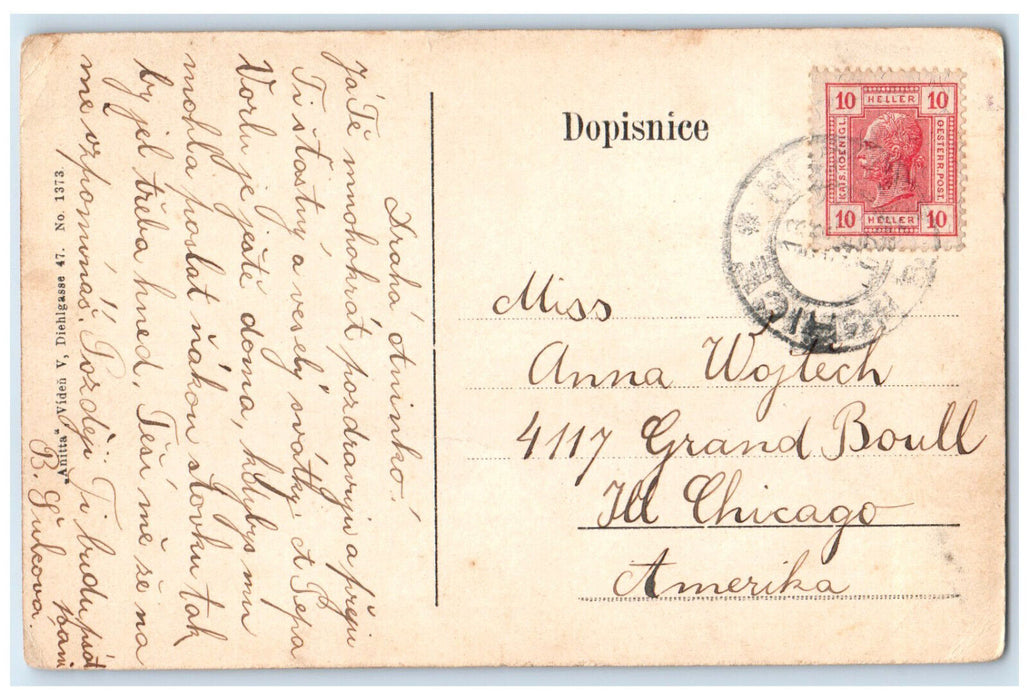 1907 Greetings from Milovice Czech Republic Multiview Antique Posted Postcard