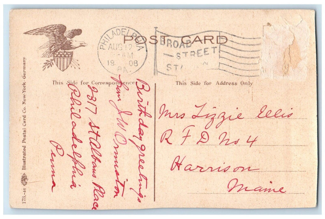 1908 First White House Exterior Germantown Pennsylvania Vintage Antique Postcard