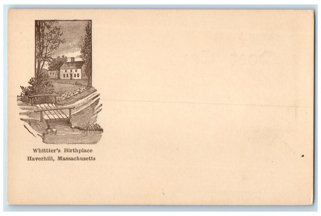 c1905 Whittiers Birthplace Exterior Haverhill Massachusetts MA Vintage Postcard