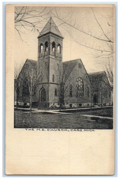 1909 Exterior View M. E. Church Building Caro Michigan Vintage Posted Postcard