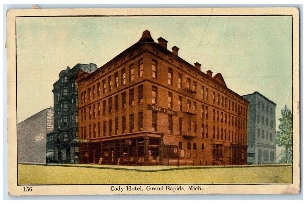 1912 Exterior View Cody Hotel Building Grand Rapids Michigan MI Vintage Postcard