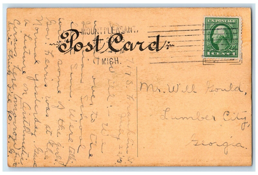 1913 Exterior Gov Indian School Mt Pleasant Michigan MI Posted Vintage Postcard