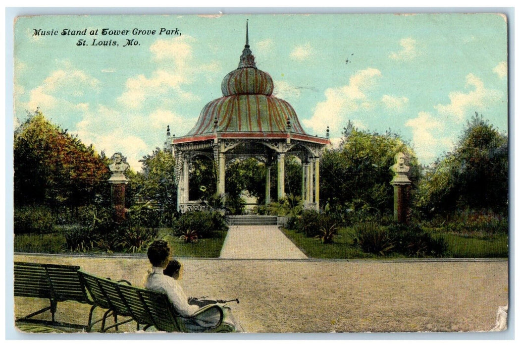 1911 Music Stand Tower Grove Park Exterior Building St. Louis Missouri Postcard