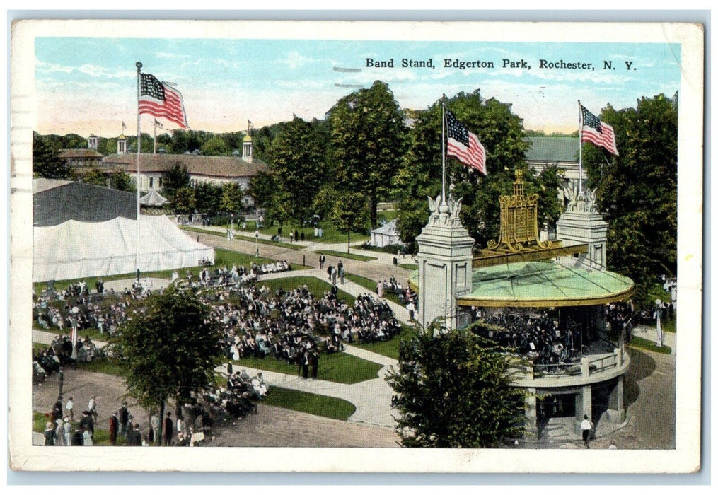 1928 Band Stand Edgerton Park Exterior Building Rochester New York NY Postcard