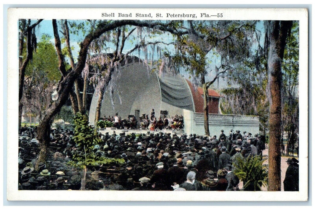 c1910 Shell Band Stand Exterior Music Stage St. Petersburg Florida FL Postcard