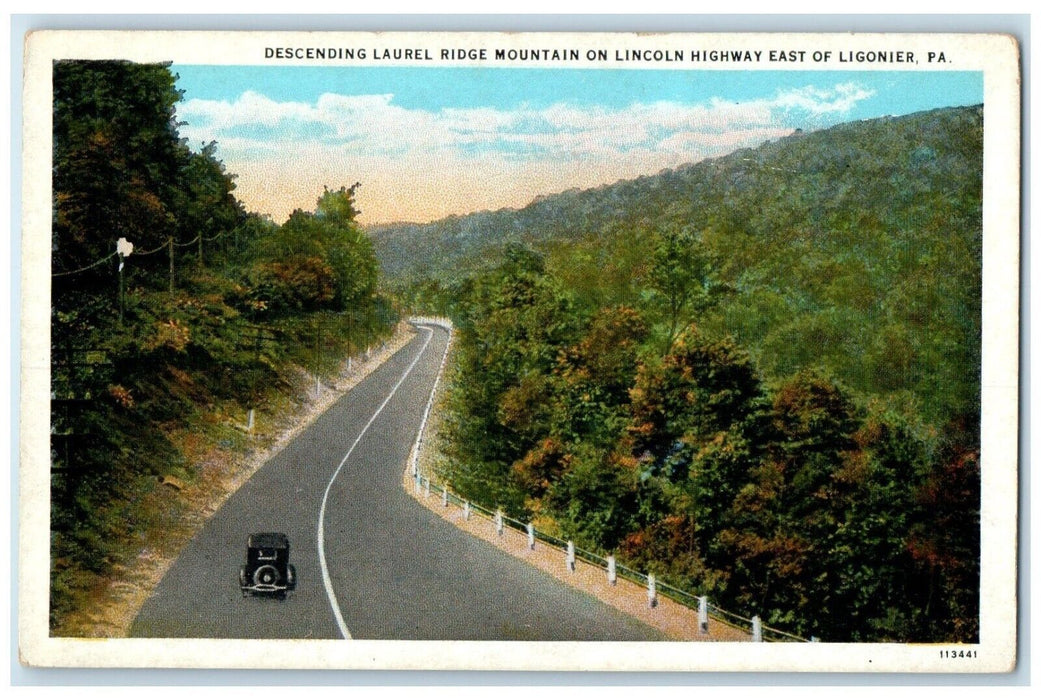 c1920 Descending Laurel Ridge Mountain Ligonier Pennsylvania PA Antique Postcard