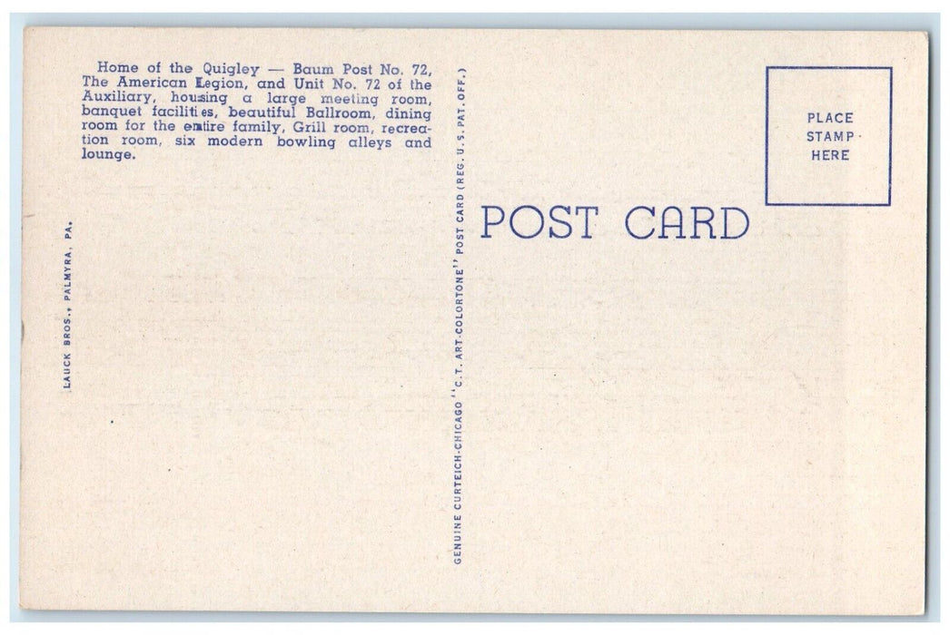 c1940 American Legion Post No 72 Classic Cars Palmyra Pennsylvania PA Postcard