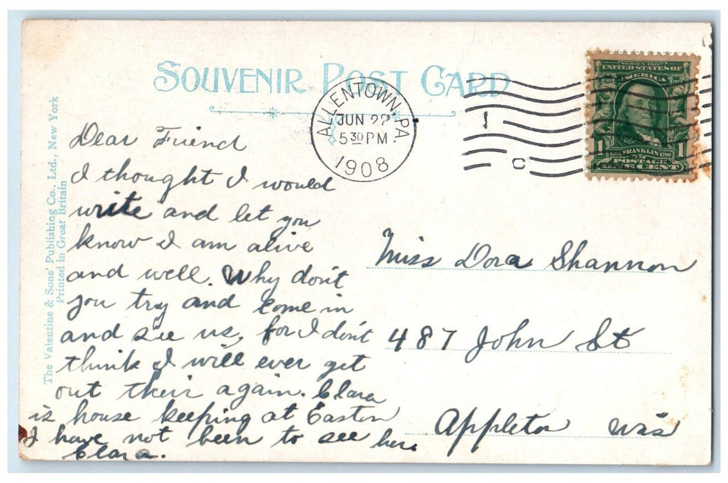 1908 Hamilton Street Fifth Street Allentown Pennsylvania PA Souvenir Postcard