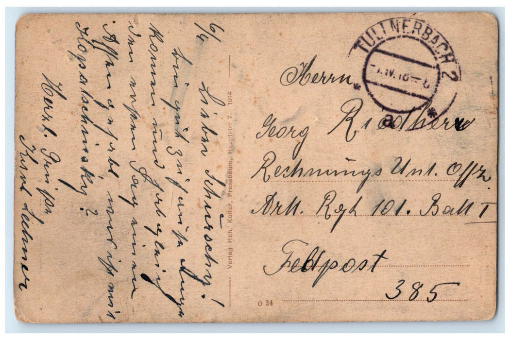 1918 Marie Lechner Gasthaus Tullnerbach Hauptstrasse 27 Austria Postcard