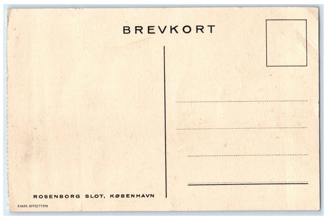 c1940's Rosenborg Slot Kobenhavn (Copenhagen) Denmark Unposted Postcard