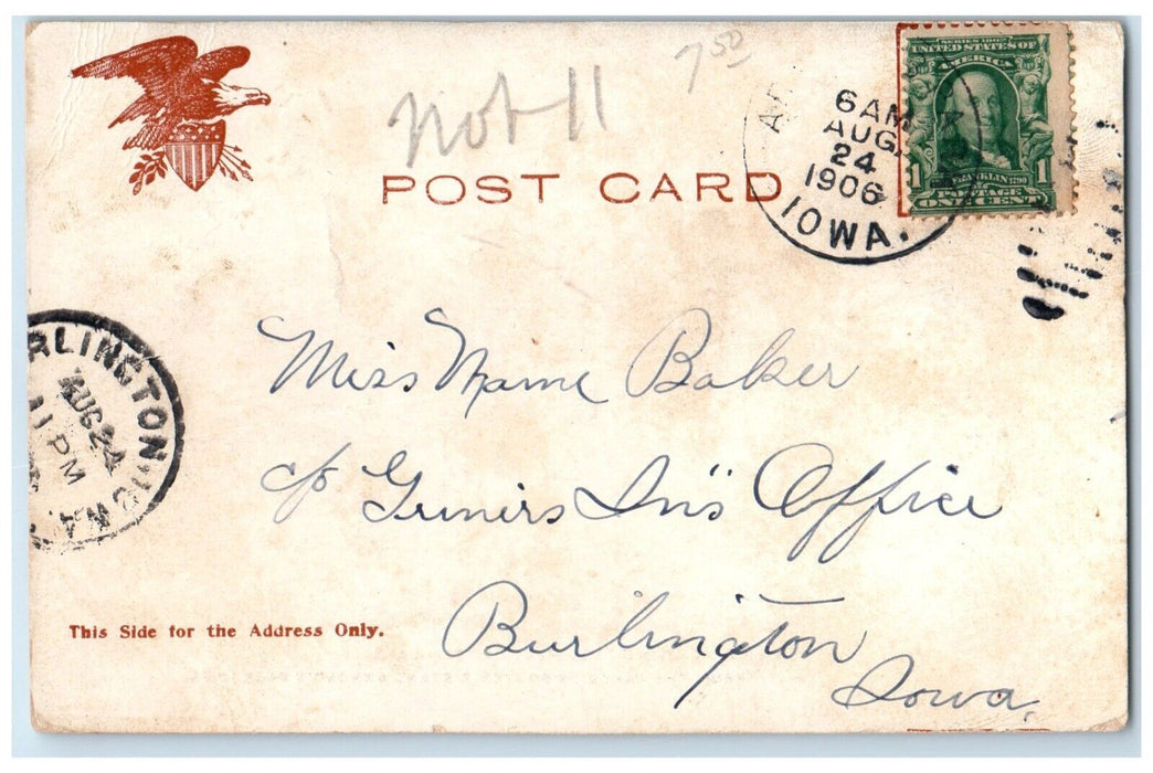 1906 View Of Manhattan Hotel West Okoboji Lake Iowa IA Posted Antique Postcard
