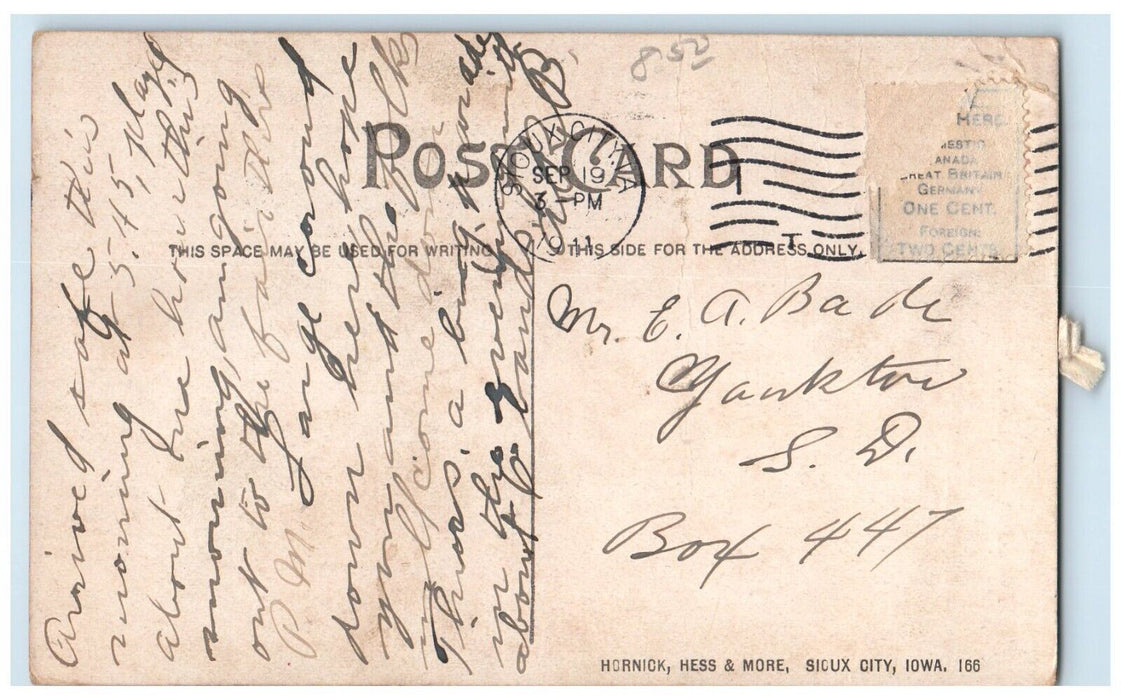 1911 Post Office Building Street View Sioux City Iowa IA Posted Antique Postcard