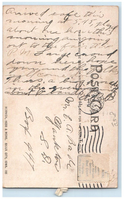 1911 Post Office Building Street View Sioux City Iowa IA Posted Antique Postcard