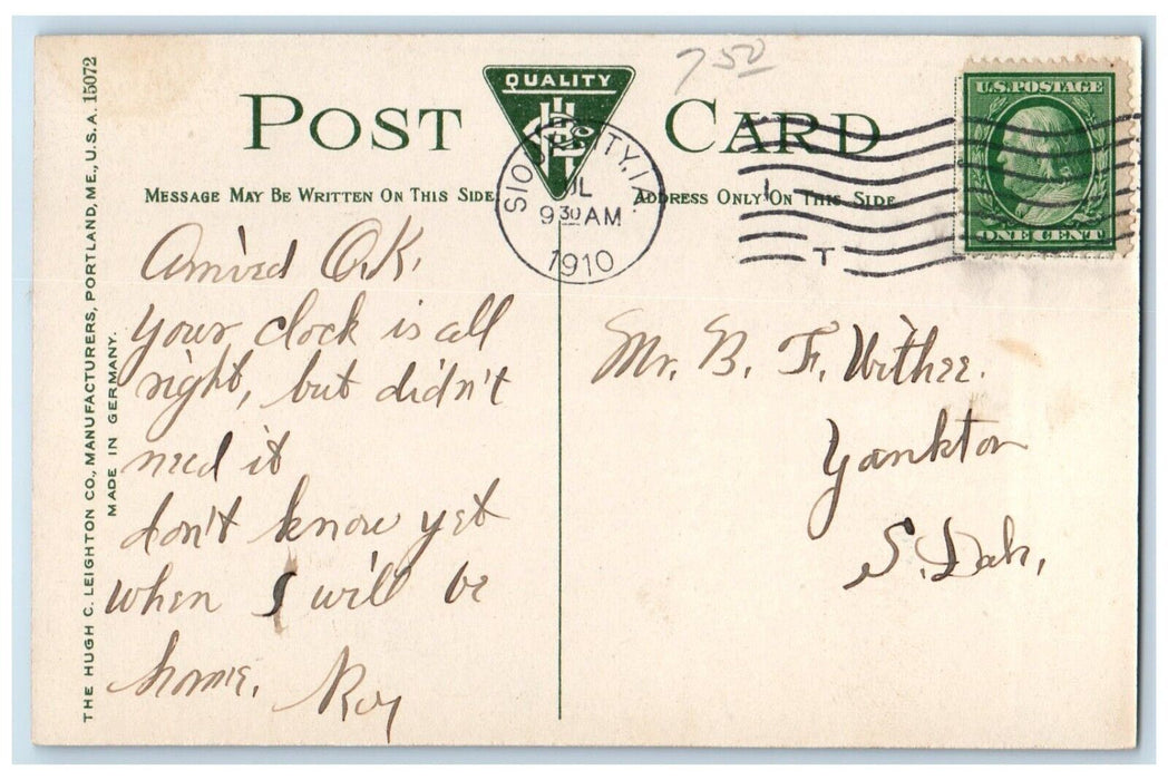1910 The Missouri River And The Northwestern Railway Sioux City Iowa IA Postcard