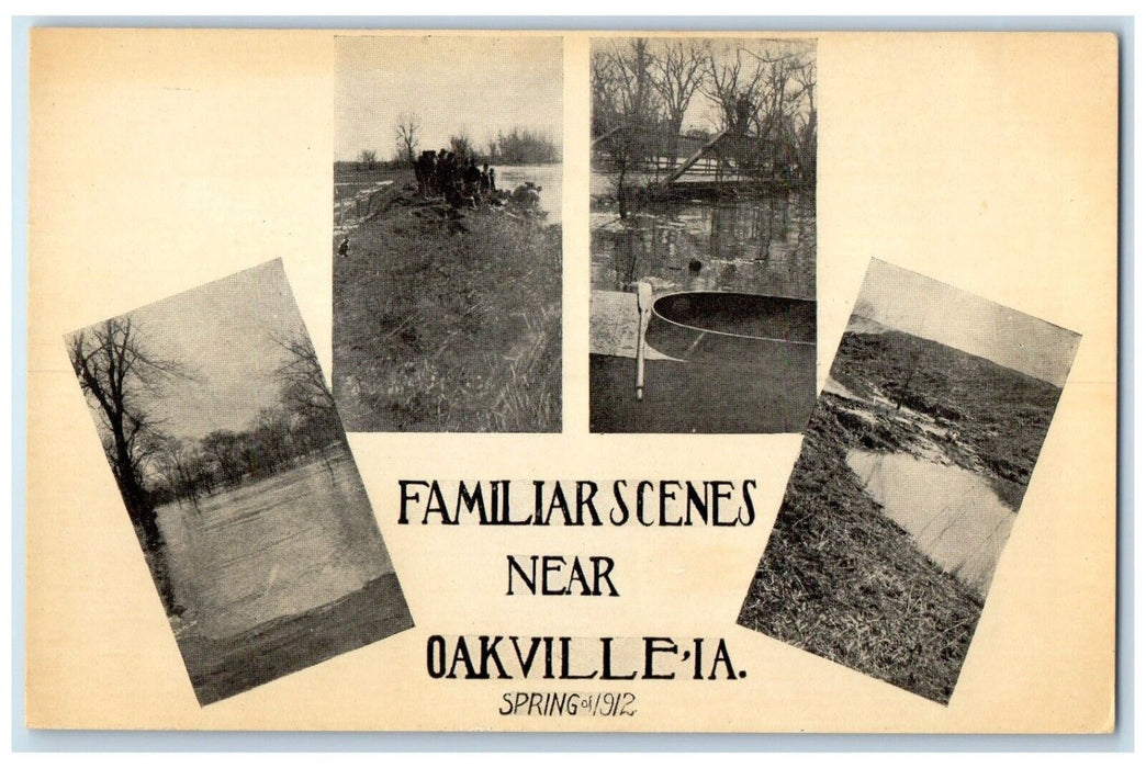 c1910's Familiar Scenes Near Oakville Iowa IA Multiview Antique Postcard