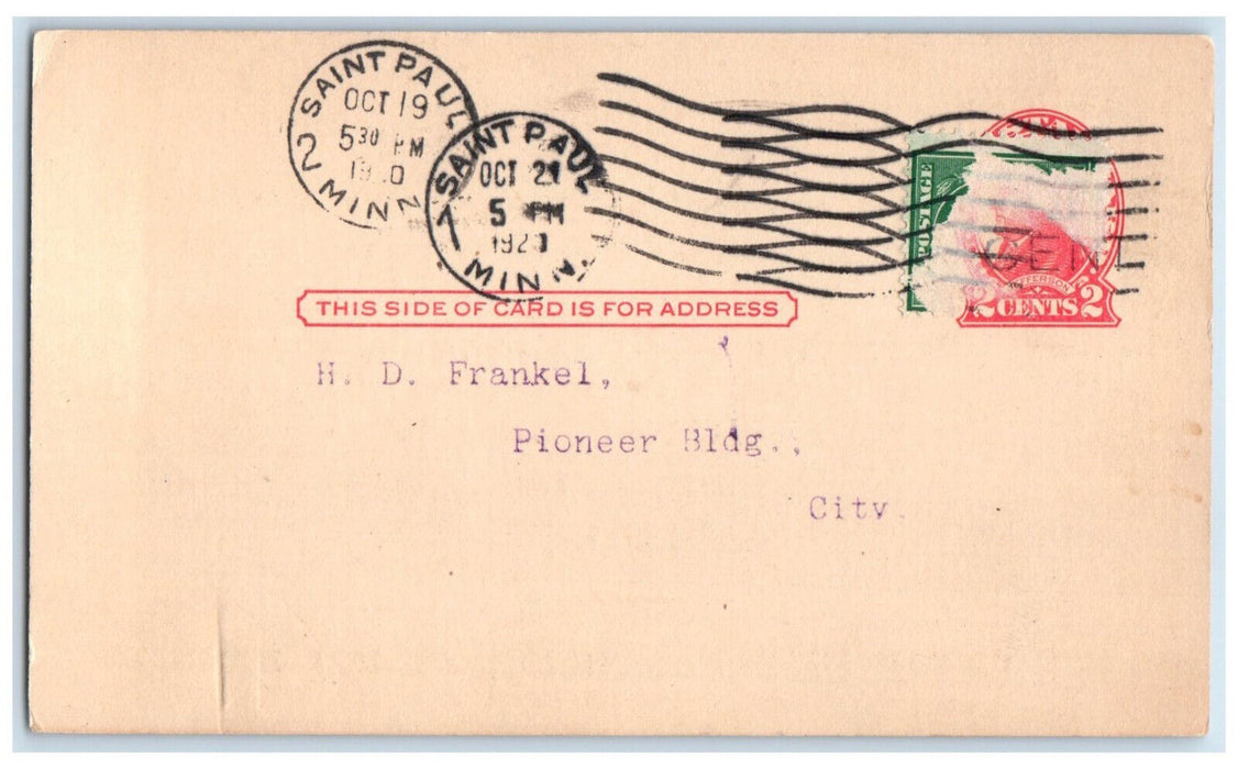 1920 Osman Temple Mortuary Benefit Association St. Paul Minnesota MN Postal Card