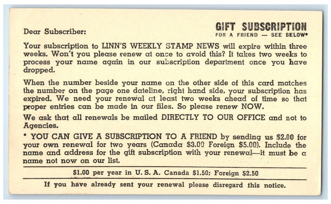 1956 Linn's Weekly Stamp News Sidney Ohio OH Posted Vintage Postal Card