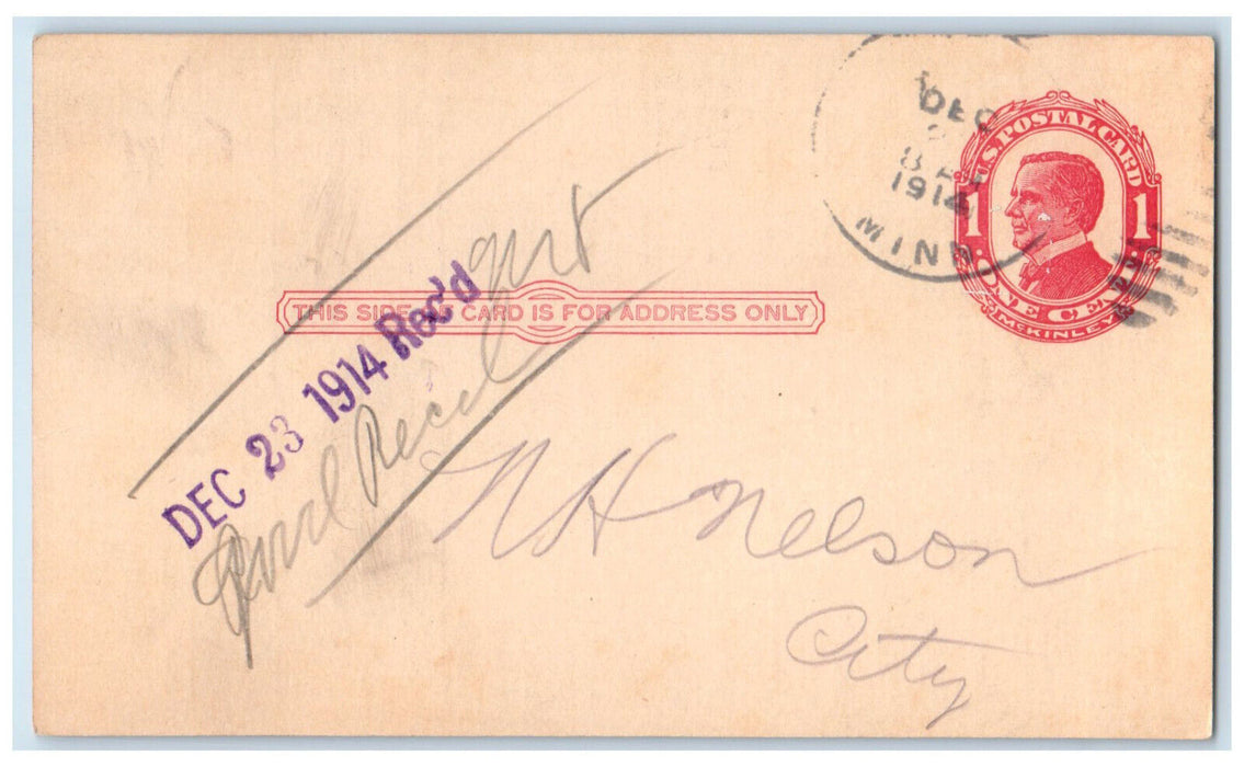 1914 Wells Fargo & Co Express Travelers Checks Minnesota MN Postal Card