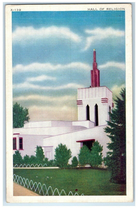 c1940 Hall Religion Century Progress Chicago International Exposition Postcard