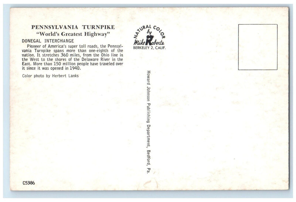 c1960 Donegal Interchange Pennsylvania Turnpike Worlds Greatest Highway Postcard