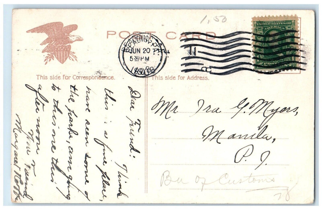 1907 Night Scene Tower Hotel Mount Pennsylvania Reading Pennsylvania PA Postcard