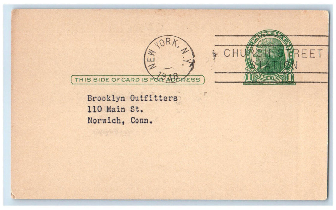 1948 Surplus Merchandise Dist. Inc All Wool Items New York NY Postal Card