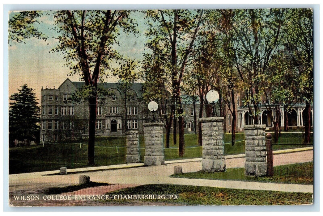 1910 Wilson College Entrance Building Chambersburg Pennsylvania Vintage Postcard